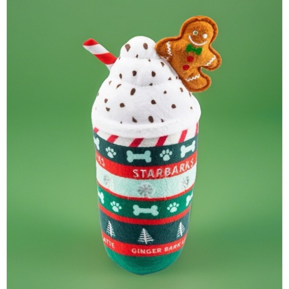 Haute Diggity Dog “Starbarks Ginger Bark Latte” Plush Dog Toy Squeaky Holiday
